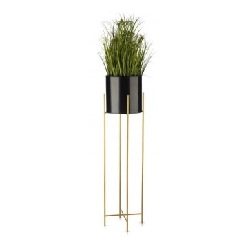 Metal flowerpot OSLO 95x17 cm black/gold