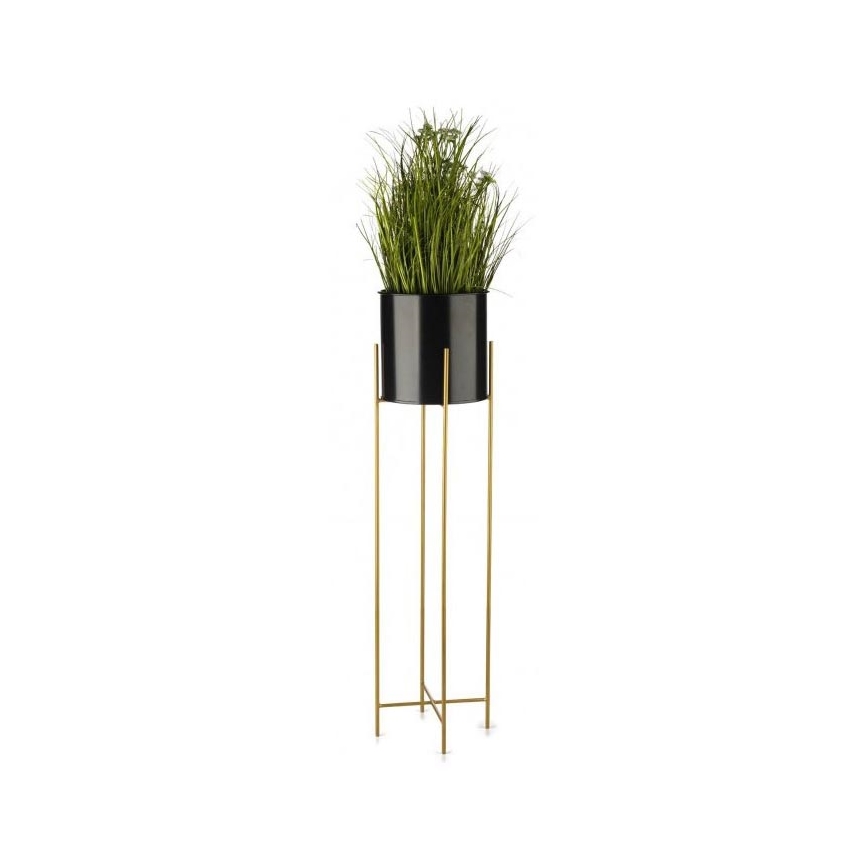 Metal flowerpot OSLO 95x17 cm black/gold