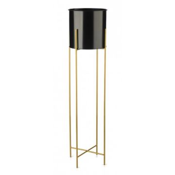 Metal flowerpot OSLO 95x17 cm black/gold