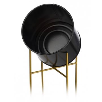 Metal flowerpot OSLO 95x17 cm black/gold