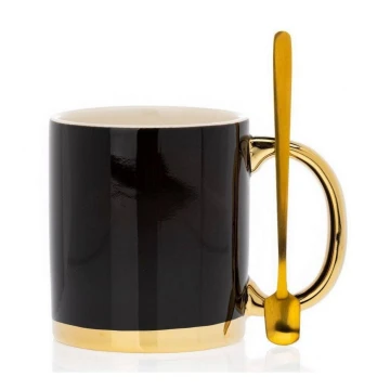 Mug with spoon LANA black/gold