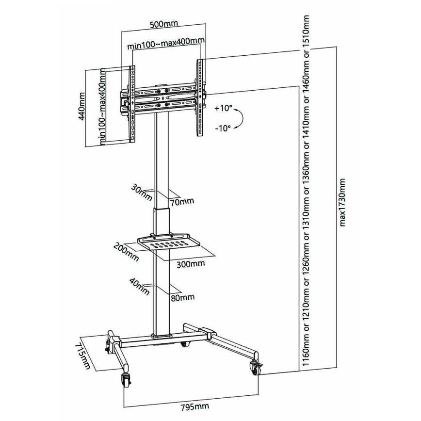 Floor stand for TV 32-55" black