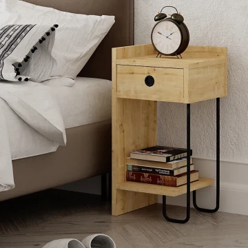 Nightstand CACTUS 60x29,5 cm beige/black