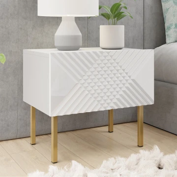 Nightstand EXITO 46x50 cm white/gold