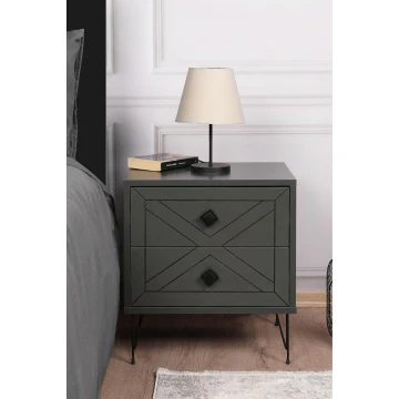 Nightstand LUNA 55x50 cm anthracite/black