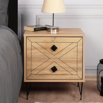 Nightstand LUNA 55x50 cm brown/black