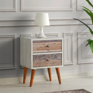 Nightstand MALMO 55x40 cm white/brown