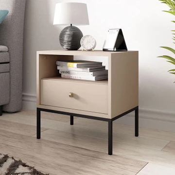 Nightstand MONO 56x54 cm beige/black