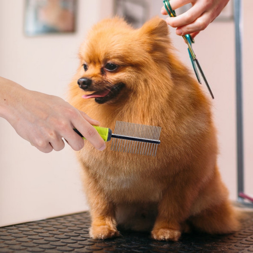 Nobleza - Double-sided comb for dogs and cats green