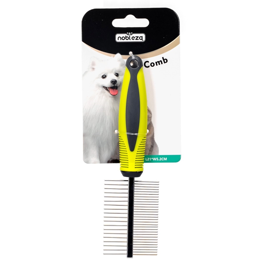 Nobleza - Double-sided comb for dogs and cats green