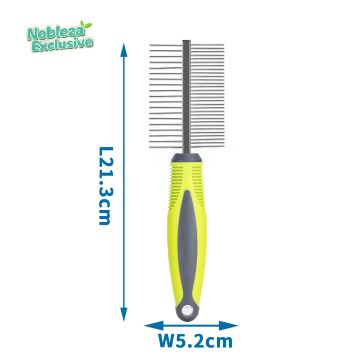 Nobleza - Double-sided comb for dogs and cats green