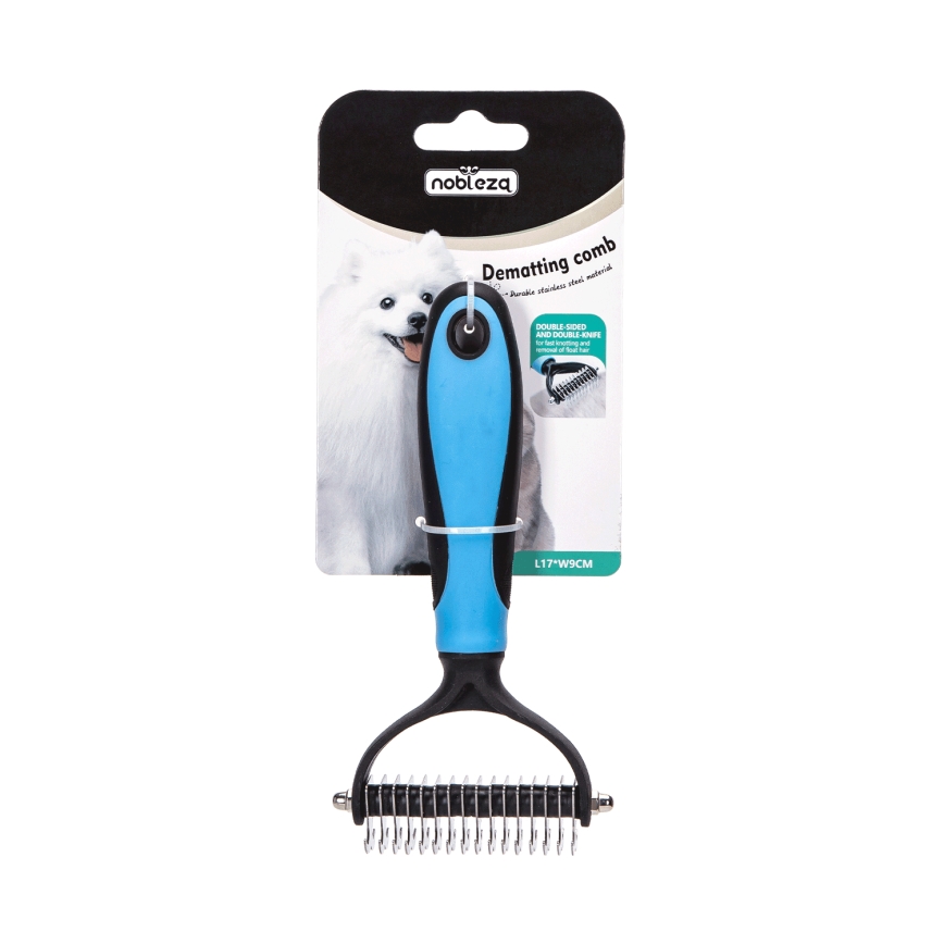 Nobleza - Trimming comb for dogs and cats blue 9 cm