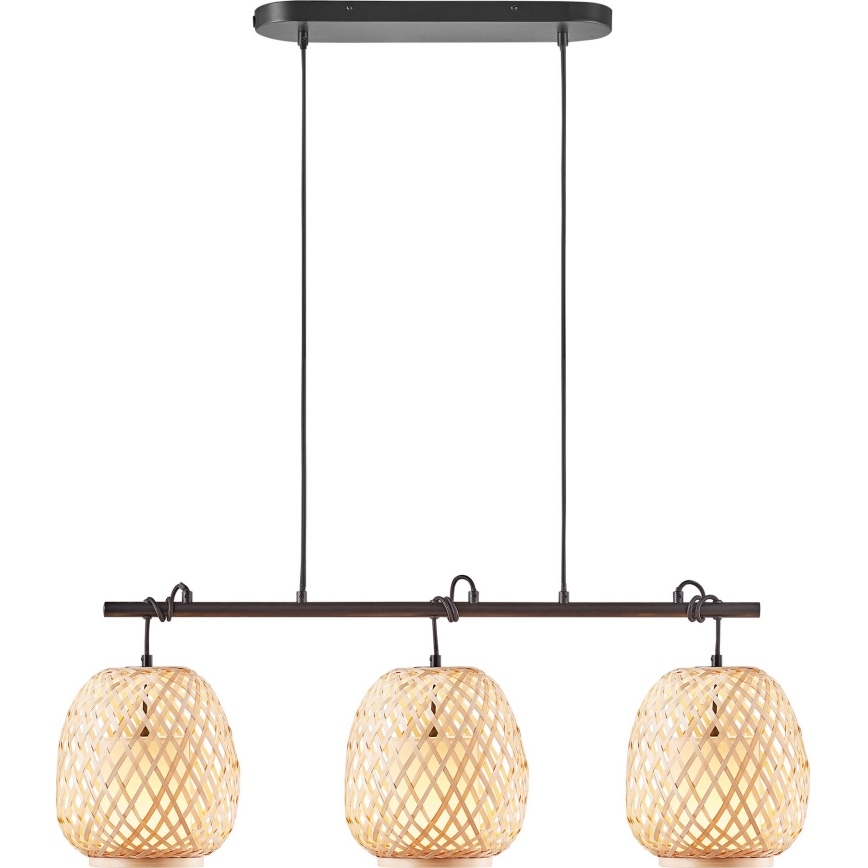 Nordlux - Chandelier on a string HISOKA 3xE27/40W/230V black/bamboo