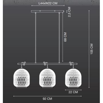 Nordlux - Chandelier on a string HISOKA 3xE27/40W/230V black/bamboo