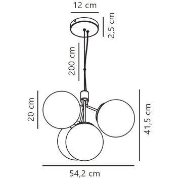 Nordlux - Chandelier on a string IVONA 4xE27/28W/230V black