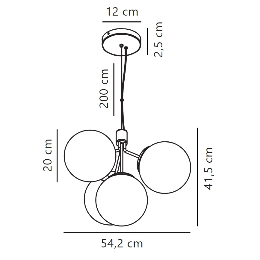 Nordlux - Chandelier on a string IVONA 4xE27/28W/230V black