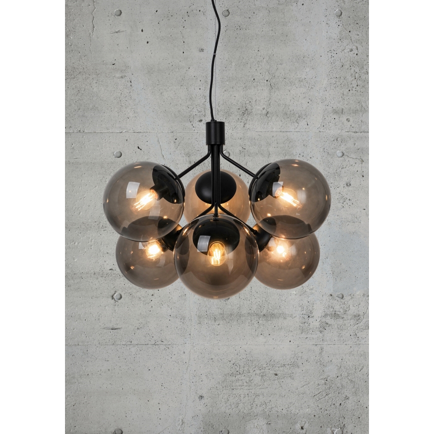 Nordlux - Chandelier on a string IVONA 6xE27/28W/230V black