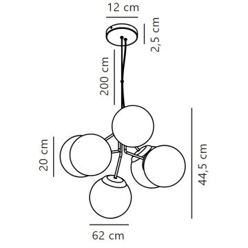 Nordlux - Chandelier on a string IVONA 6xE27/28W/230V black