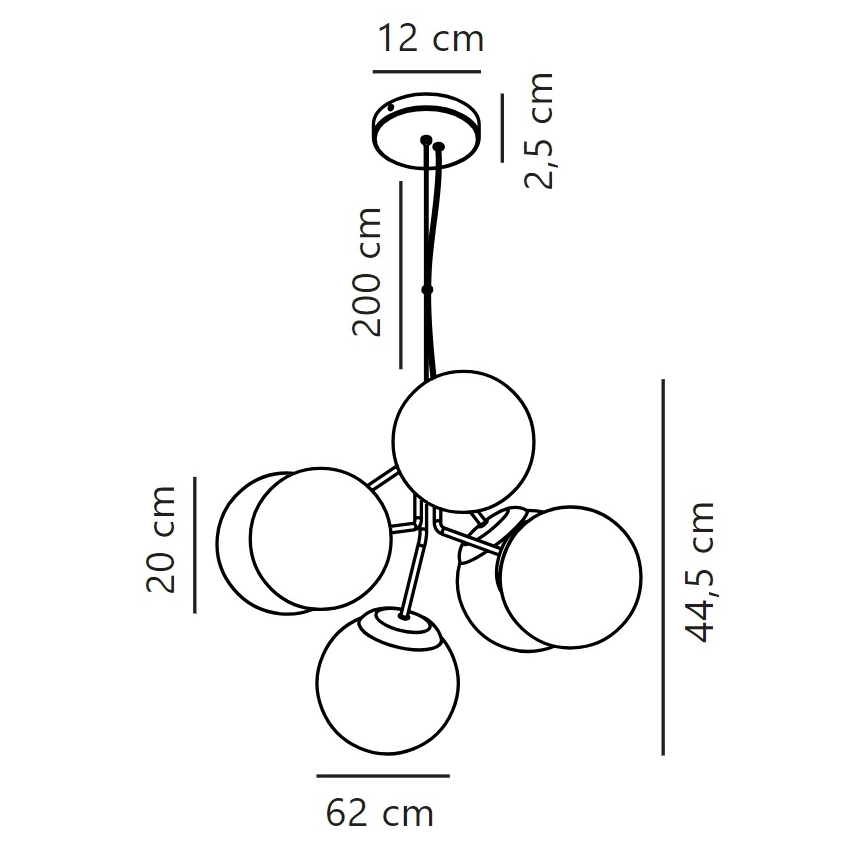 Nordlux - Chandelier on a string IVONA 6xE27/28W/230V black