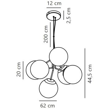 Nordlux - Chandelier on a string IVONA 6xE27/28W/230V gold