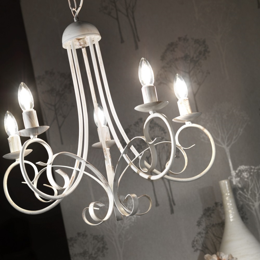 ONLI - Chandelier on a chain POMPEI 5xE14/6W/320V creamy