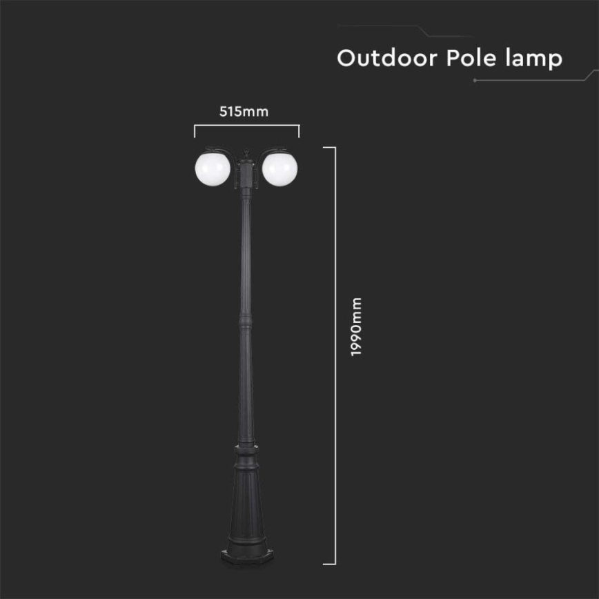 Outdoor lamp 2xE27/60W/230V IP44 199 cm black