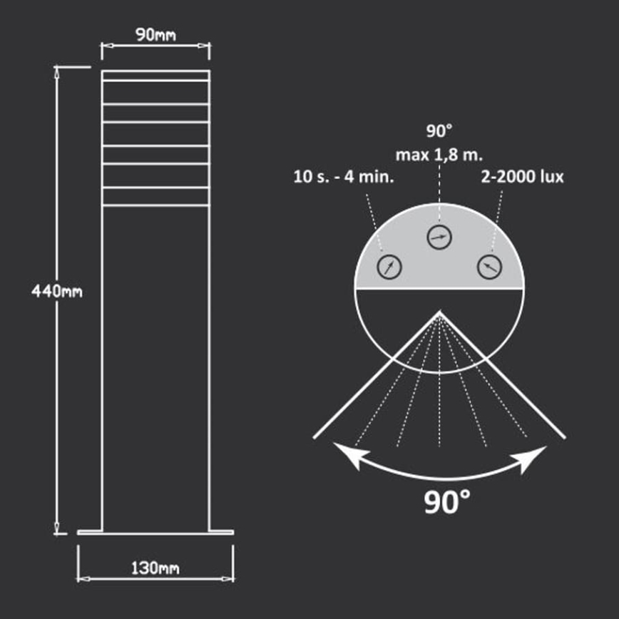 Outdoor lamp with a sensor TEKSAS 1xE27/12W/230V IP44 44 cm