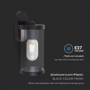 Outdoor wall light 1xE27/60W/230V IP44 black