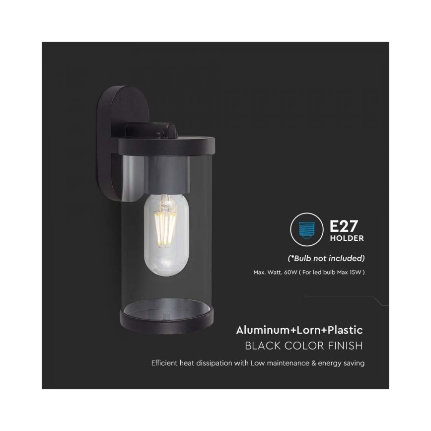 Outdoor wall light 1xE27/60W/230V IP44 black