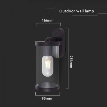 Outdoor wall light 1xE27/60W/230V IP44 black