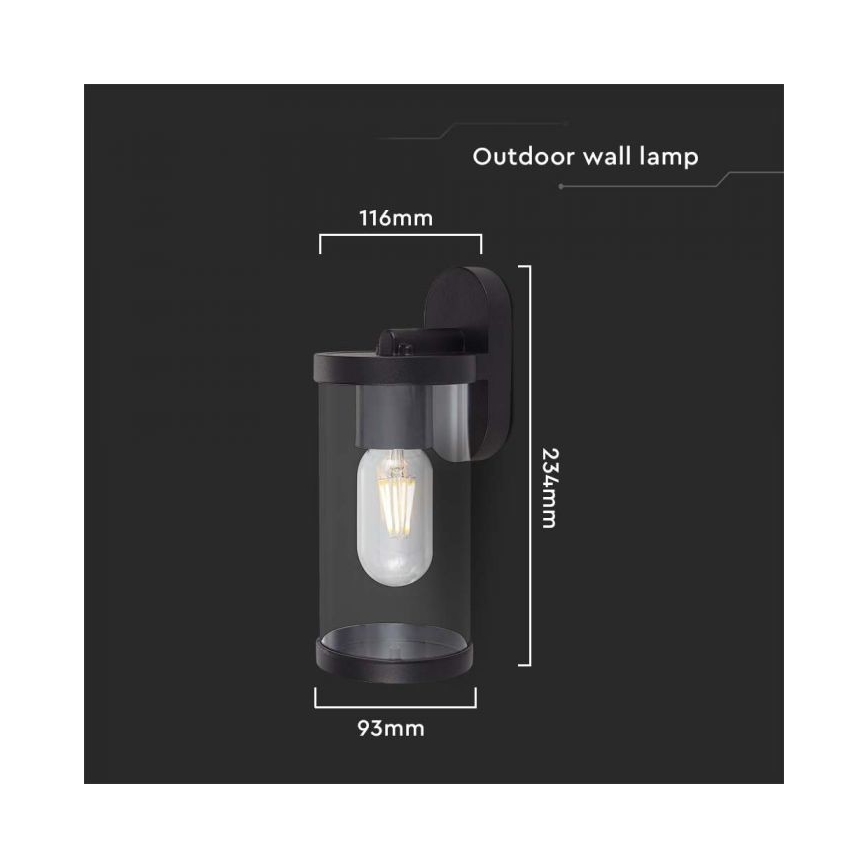 Outdoor wall light 1xE27/60W/230V IP44 black