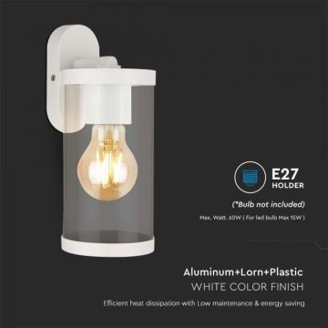 Outdoor wall light 1xE27/60W/230V IP44 white