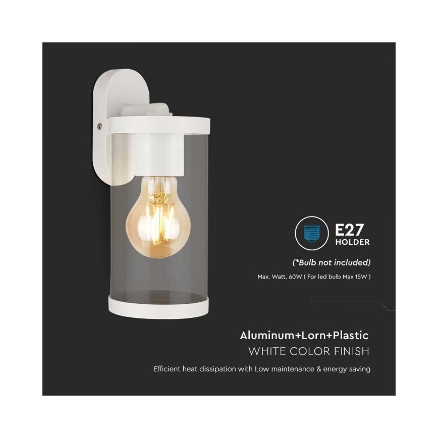 Outdoor wall light 1xE27/60W/230V IP44 white