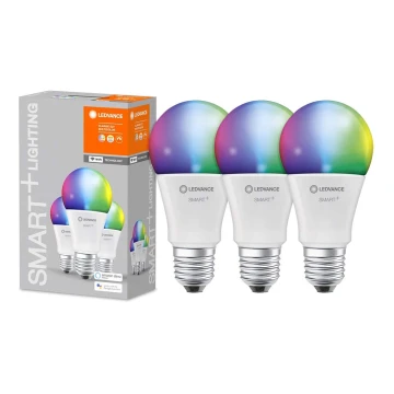 PACK 3x LED RGBW Dimmable bulb SMART+ E27/9W/230V 2700K-6500K Wi-Fi - Ledvance