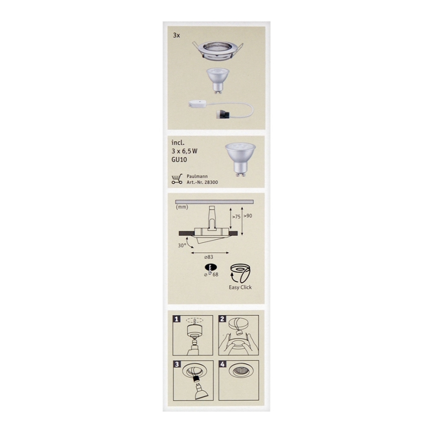 Paulmann 92102 - SET 3xLED-GU10/6,5W Suspended ceiling light 230V