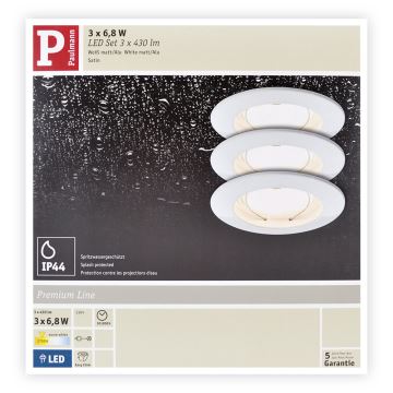 Paulmann  92721 - SET 3xLED/6,8W IP44 Bathroom recessed light COIN 230V