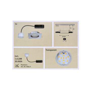 Paulmann 92761 - LED bathroom suspended ceiling light COIN LED/6,8W/230V