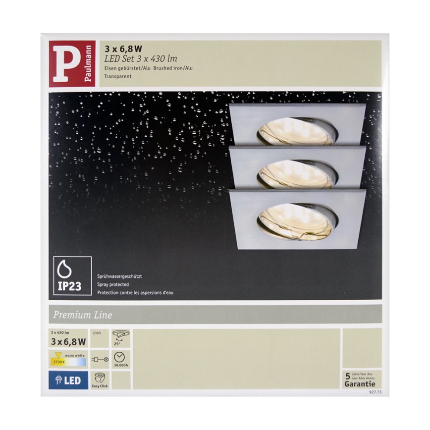 Paulmann 92773 - SET 3x LED Recessed light COIN 3xLED/6,8W/230V