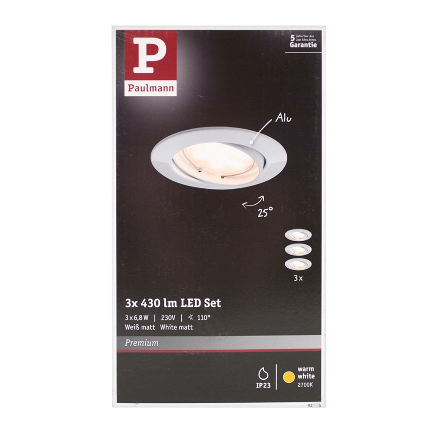 Paulmann 92775 - SET 3xLED/6,8W Bathroom suspended ceiling light PREMIUM LINE 230V