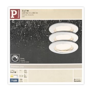 Paulmann 92829 - SET 3x LED/6,8W IP44 Bathroom dimmable recessed light COIN 230V