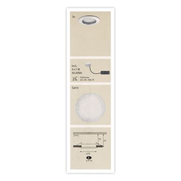 Paulmann 92829 - SET 3x LED/6,8W IP44 Bathroom dimmable recessed light COIN 230V