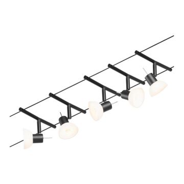 Paulmann 94450 - SET 5xGU5,3/10W Spotlight for string system SHEELA 230V black