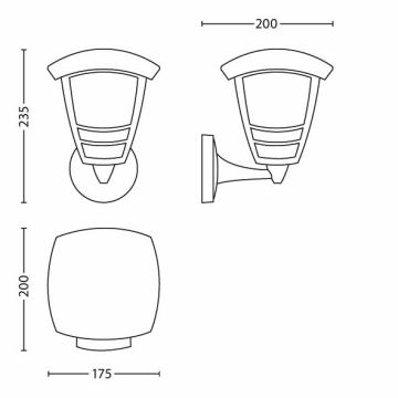 Philips 15380/30/16 - Outdoor wall light MYGARDEN CREEK 1xE27/60W/230V IP44