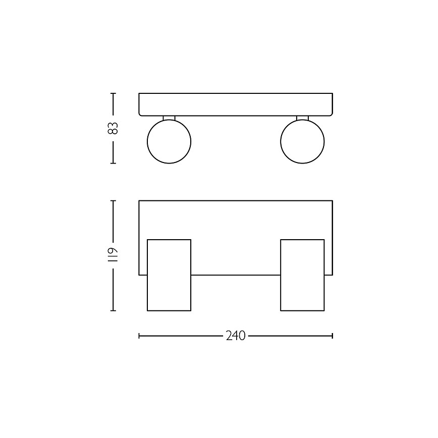 Philips - Bathroom spotlight IDRIS 2xGU10/5W/230V IP44 black