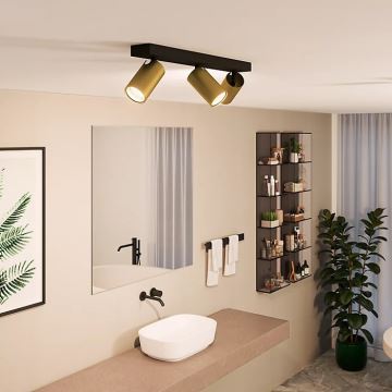 Philips - Bathroom spotlight IDRIS 3xGU10/5W/230V IP44 black/gold