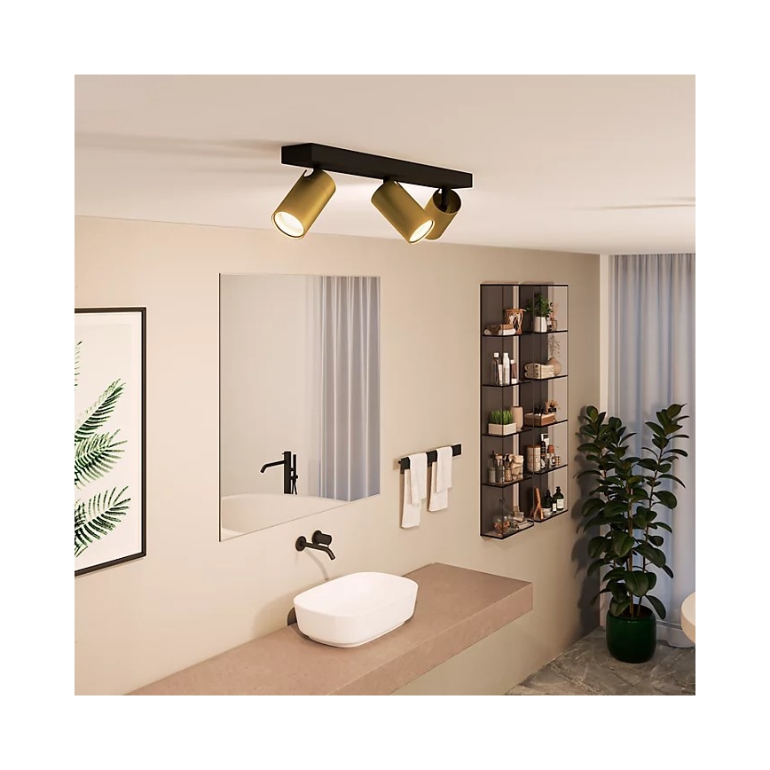 Philips - Bathroom spotlight IDRIS 3xGU10/5W/230V IP44 black/gold