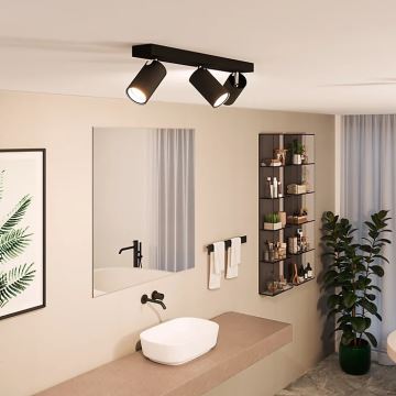 Philips - Bathroom spotlight IDRIS 3xGU10/5W/230V IP44 black