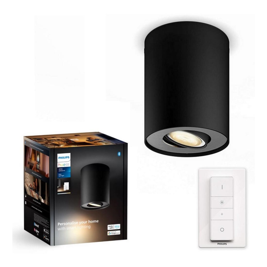 Philips - LED Dimmable spotlight Hue PILLAR 1xGU10/4,2W/230V 2200-6500K + remote control black