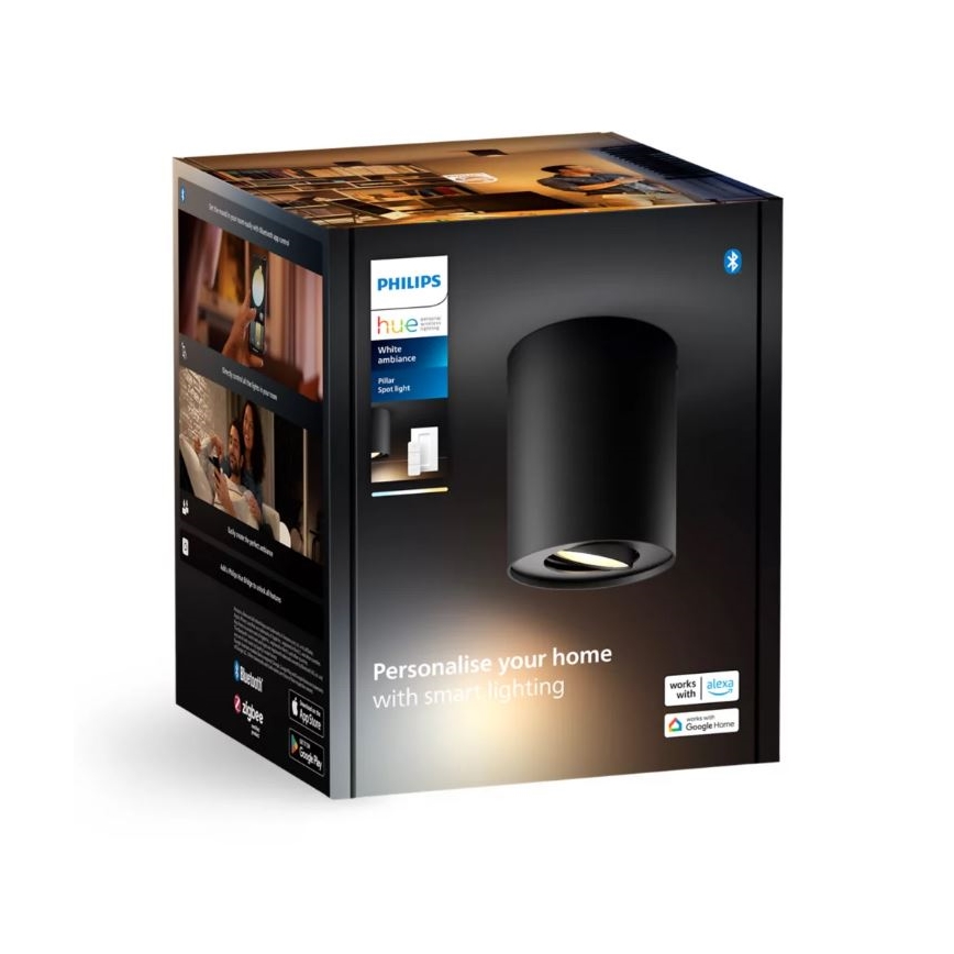 Philips - LED Dimmable spotlight Hue PILLAR 1xGU10/4,2W/230V 2200-6500K + remote control black