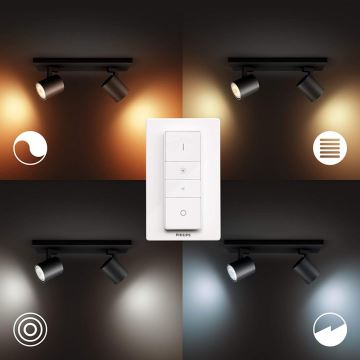 Philips - LED Dimmable spotlight Hue RUNNER 2xGU10/4,2W/230V 2200-6500K + remote control black